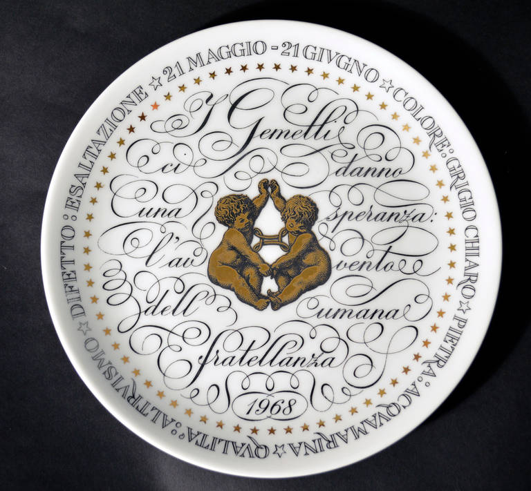 Set of Nine Piero Fornasetti Zodiac Plates In Excellent Condition In Downingtown, PA