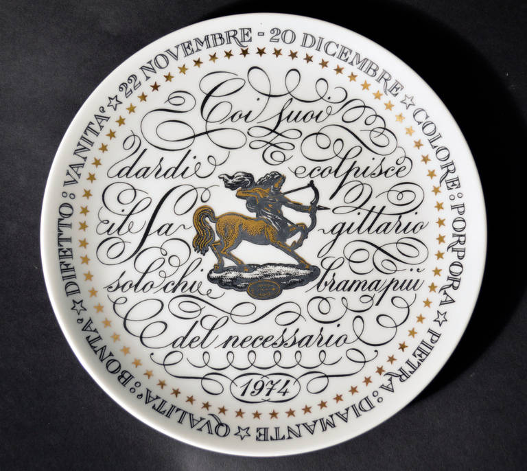Set of Nine Piero Fornasetti Zodiac Plates 1