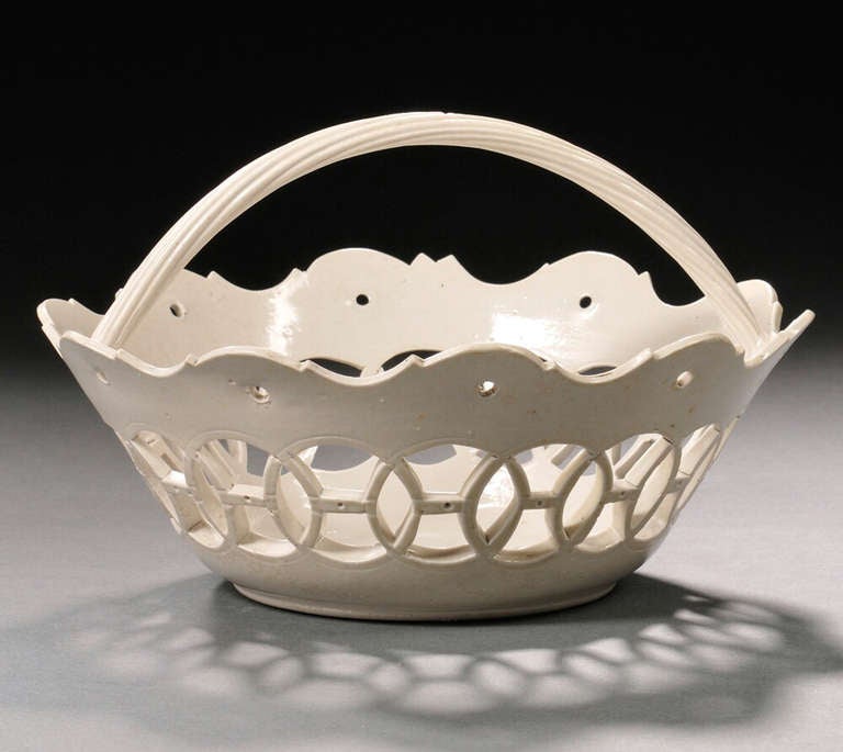 A Staffordshire Salt-glazed Openwork Basket