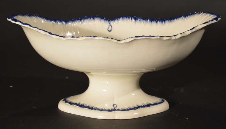 Georgian English Pottery Creamware Blue Enamel Shell-Edge Dessert Service