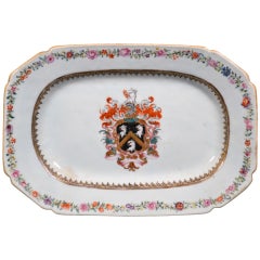 Chinese Export Porcelain Armorial Dish with the Coat of Arms of Skinner