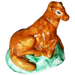 Antique Pottery Creamware Figure of a Foal, 18th-century.