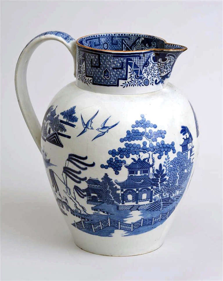 blue pottery with white figures