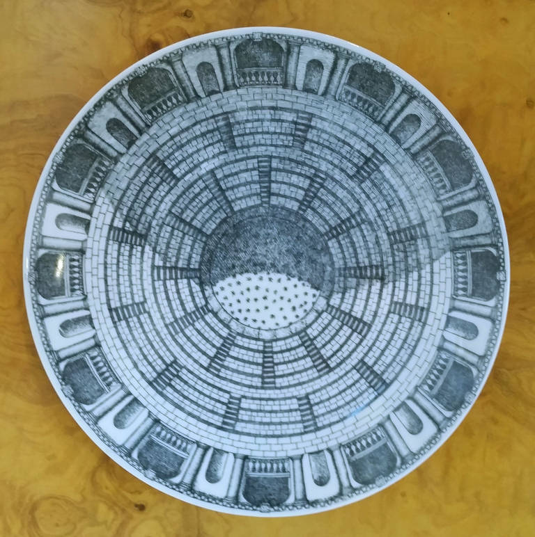 Set of Six Piero Fornasetti Cortili Porcelain Plates. 1