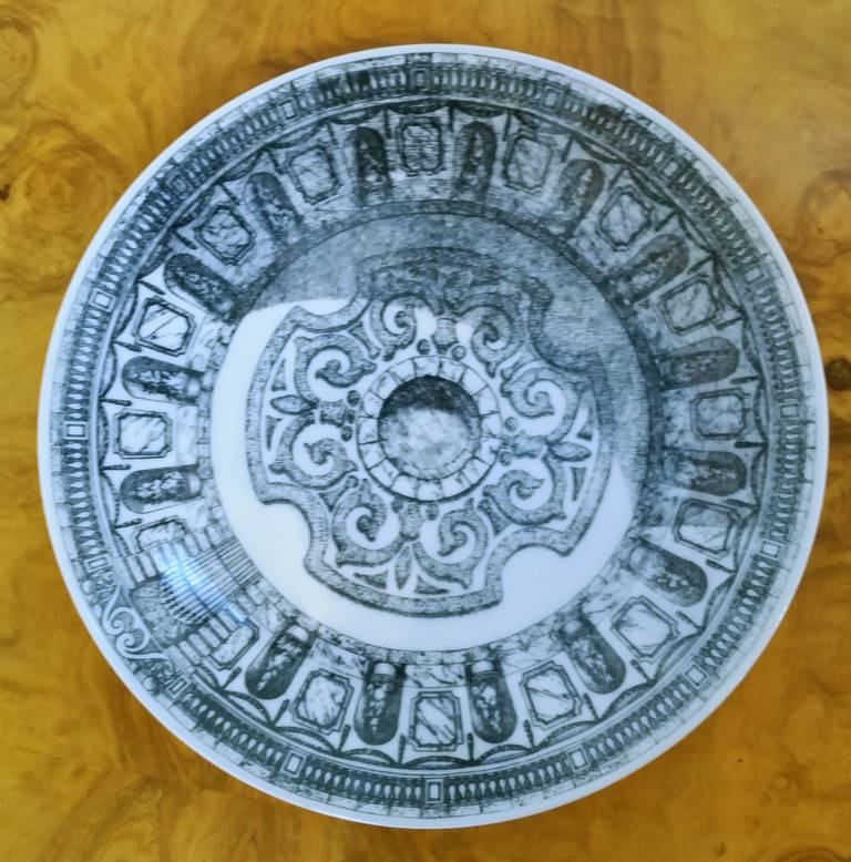 Set of Six Piero Fornasetti Cortili Porcelain Plates. 2