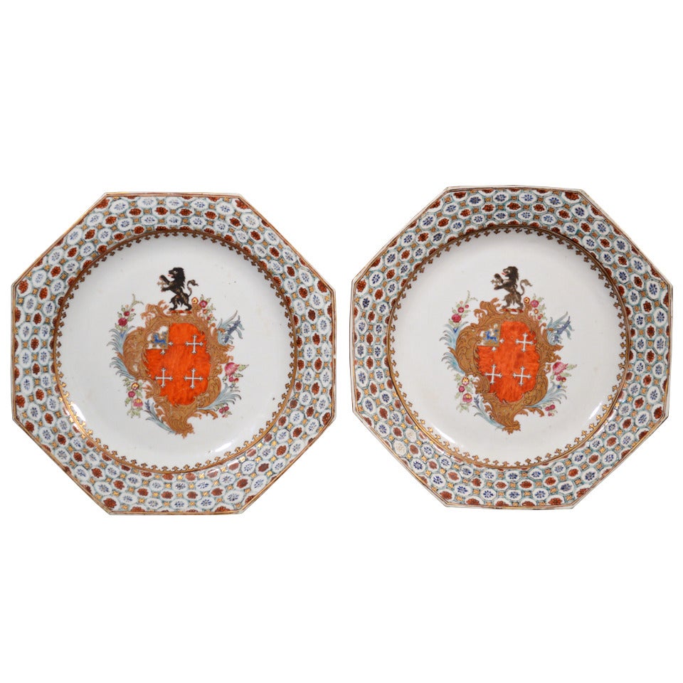 A Pair of Chinese Export Porcelain Armorial Plates, The Coat of Arms of Chase