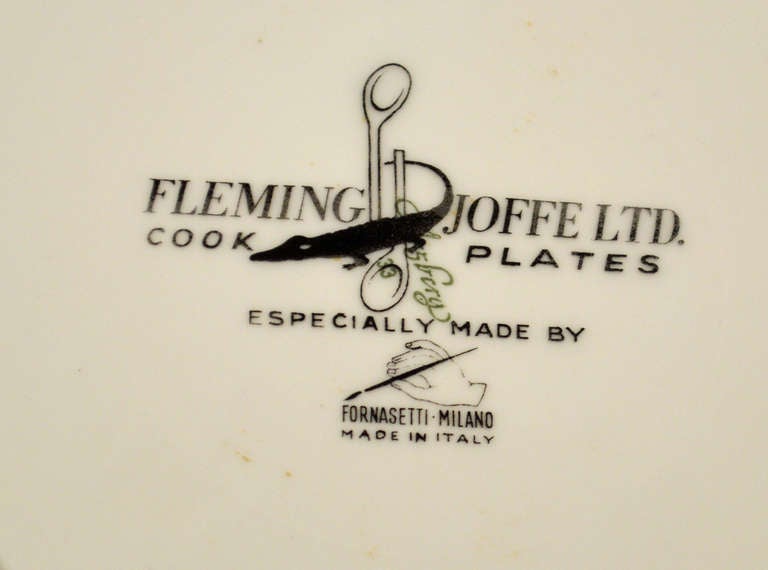 Mid-Century Modern Piero Fornasetti Fleming Joffe Recipe Plate- Dragon Lizard-au-Feu.