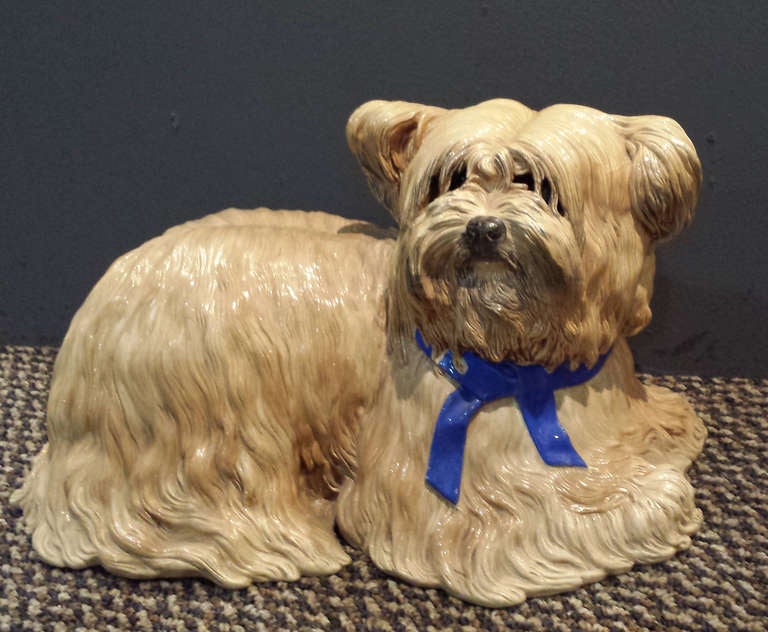 A Majolica Model of a Lhasa Apso