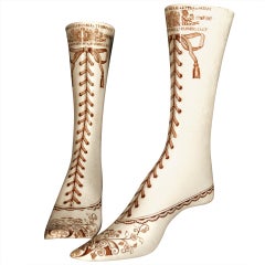 Rare Pair of English Earthenware Drying Lasts, in Form of Boot.