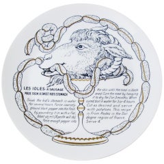 A Piero Fornasetti Recipe Cook Plate, Goat Stomach Sausage.