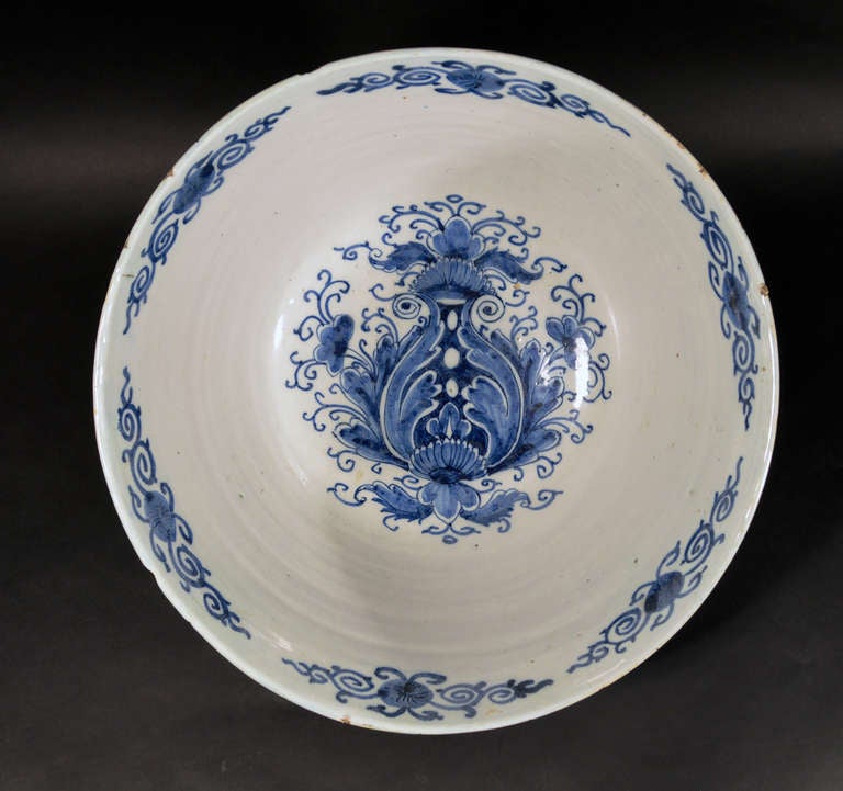 Georgian A Large English Delftware Punch Bowl