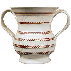 Rare Large English Pottery Mochaware Creamware Loving Cup