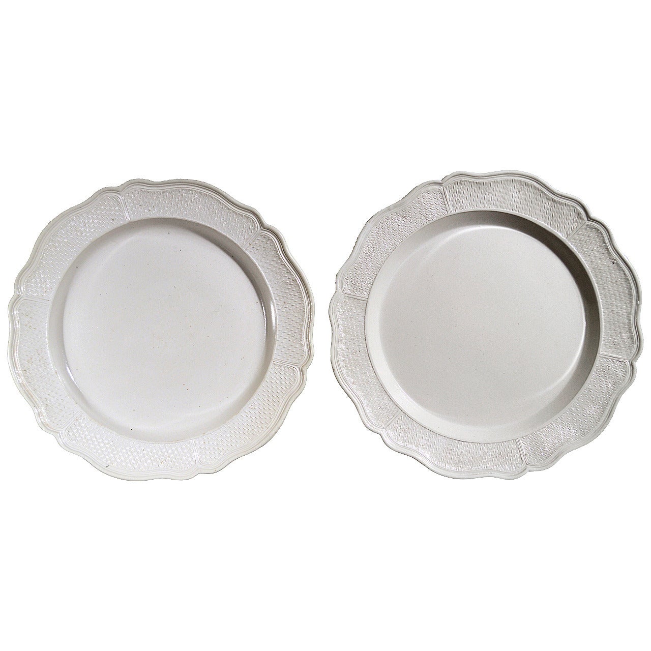 Pair of English Pottery Massive Staffordshire Salt Glazed Stoneware Chargers