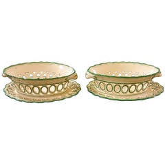 English Creamware Spode Openwork Fruit Baskets & Stands, Early 19th Century. 3