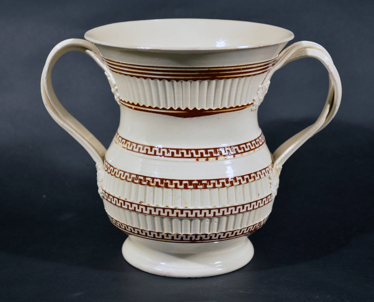 Georgian Rare Large English Pottery Mochaware Creamware Loving Cup
