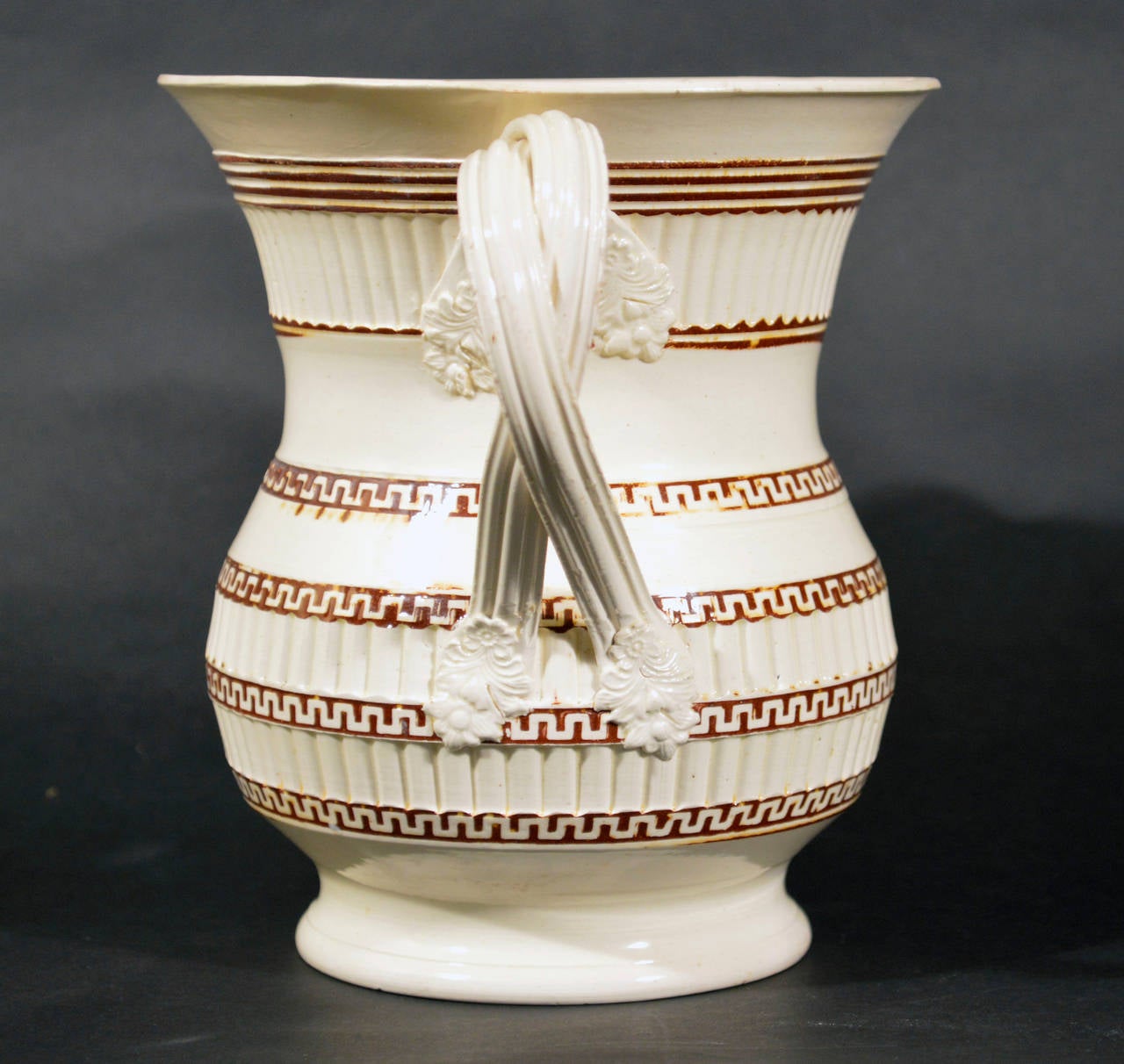 British Rare Large English Pottery Mochaware Creamware Loving Cup