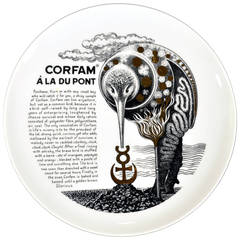 Rare Piero Fornasetti Recipe Plate, Corfam a la Du Pont Made for Fleming Joffe