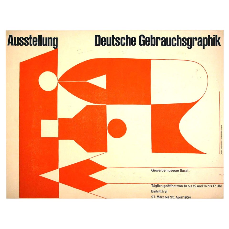 Mid-Century Modern Swiss Exhibit Poster by Armin Hofmann, 1954 For Sale