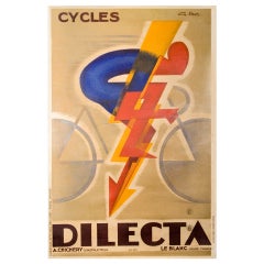Vintage Original French Art Deco Period Bicycle Poster by Favre, 45" x 29 1/2"