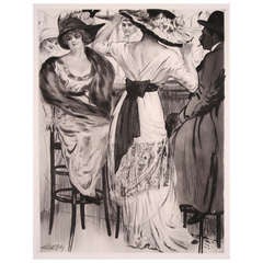 "Les Bars" Belle Epoque Etching by Almery Lobel-Riche 1913