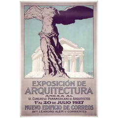 Argentine Art Deco Period Architectural Exhibit Poster by Hugo Garbarini, 1927