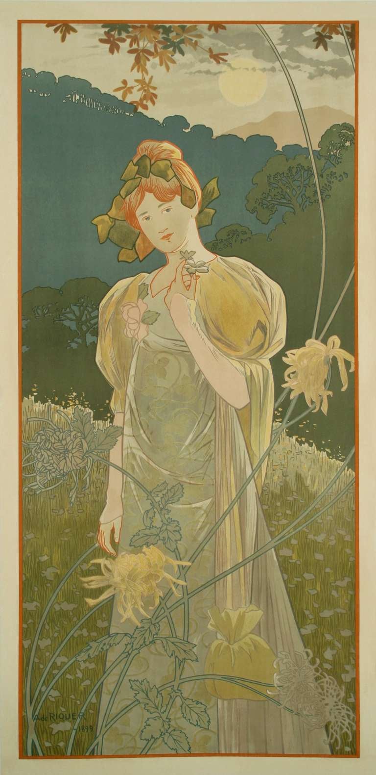 "The Seasons," a set of four Spanish Art Nouveau period lithographs by Alejandro De Riquer.

De Riquer (1856-1920) was Spain's most successful exponent of the Art Nouveau style. He was known to be quite versatile, working as an