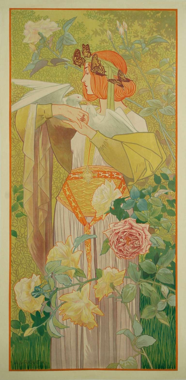19th Century Set of Four Spanish Art Nouveau Period Lithographs by De Riquer, 1899 For Sale