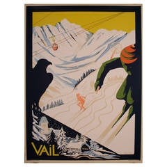 Retro "Vail, " an American Ski or Travel Poster by Ellen Lanyon, 1993