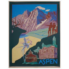 "Aspen," an American Travel Poster by Ellen Lanyon, 1994 2
