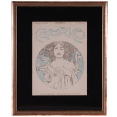 „Cocorico“, Französisches Jugendstil-Zeitschriftencover im Art nouveau-Stil von Alphonse Mucha, 1899