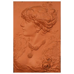 American Art Nouveau Terra Cotta Wall Plaque by Alphonse LeJeune, circa 1900