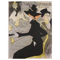 Antique "Divan Japonais, " a French Belle Epoque Period Poster by Toulouse-Lautrec, 1893