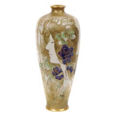 Austrian Art Nouveau Period Portrait Vase by Amphora, circa 1892-1904 12