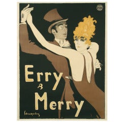 Walter Schnackenberg German "Erry & Merry" Dance Team Poster, 1912 - Rare