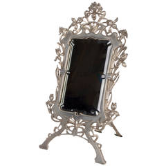 Early 20th Century Silvered Metal Table Mirror with Iris Motif 2