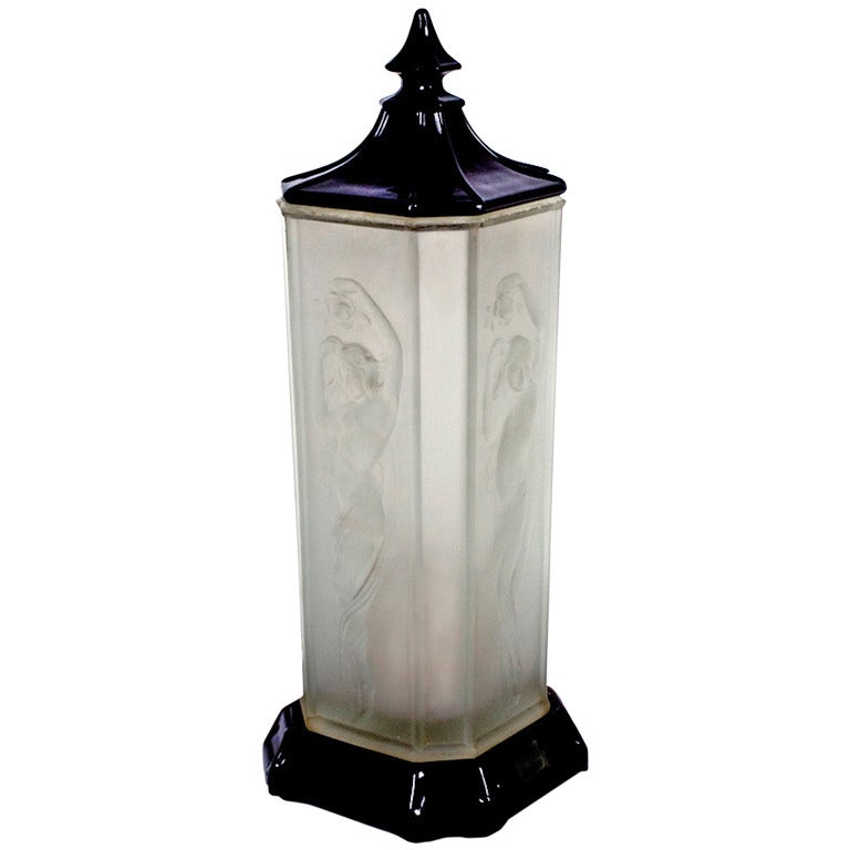 American Art Deco Period Accent Lamp by Tiffin Glass Company, circa 1920s