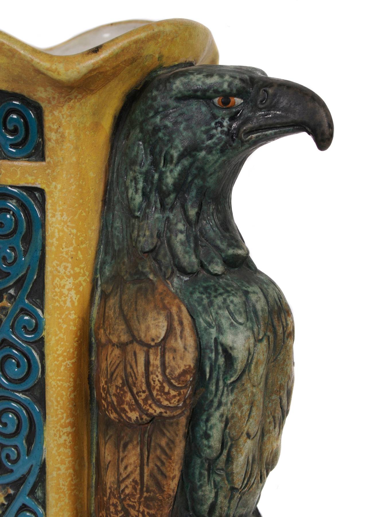 Early 20th Century Czechoslovakian Ceramic Eagle Vase by Amphora 1