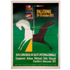 Vintage Italian Horse Jumping Competition Poster, 1971 1