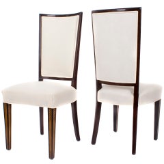 Pair of Italian Mahogany Inlaid Side Chairs, 1940s
