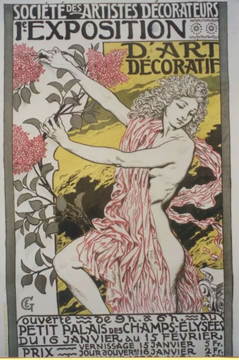 Original French Art Nouveau Period Poster by Grasset, 1900, 50" x 33"