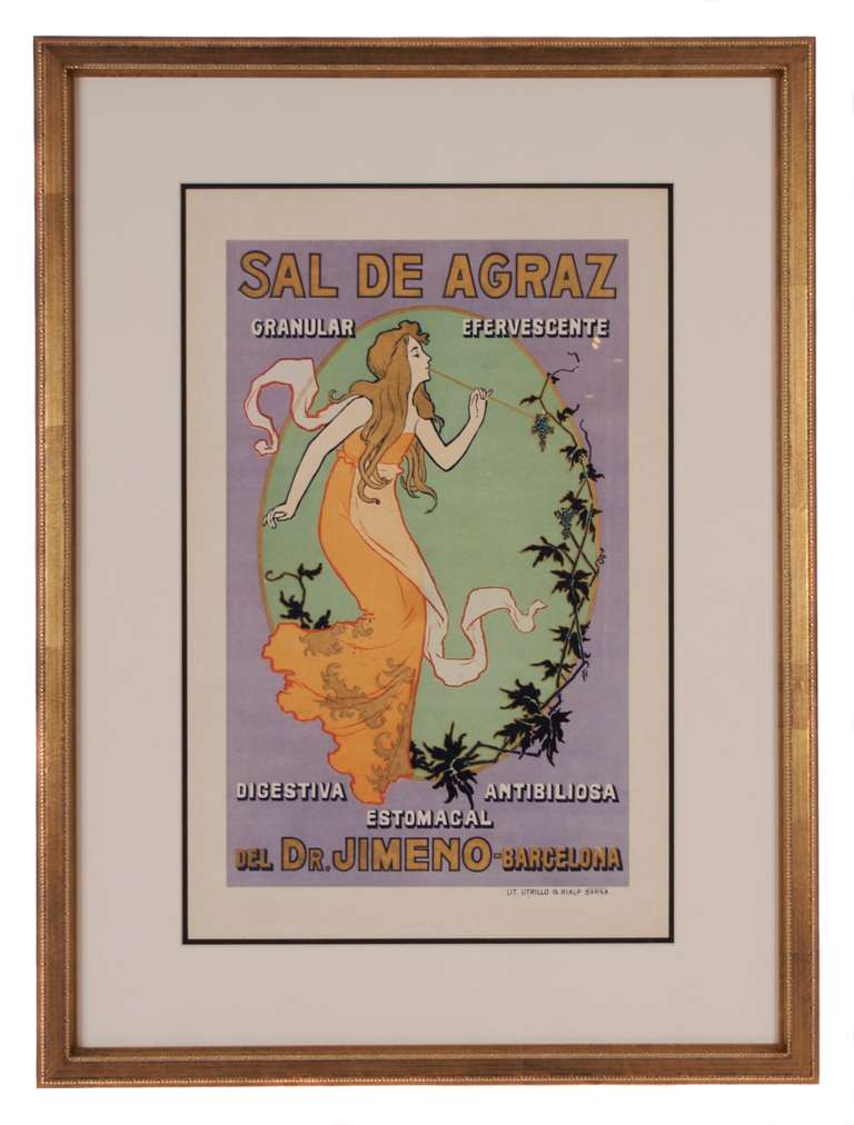 A Spanish art nouveau period poster for Dr. Jimeno's 