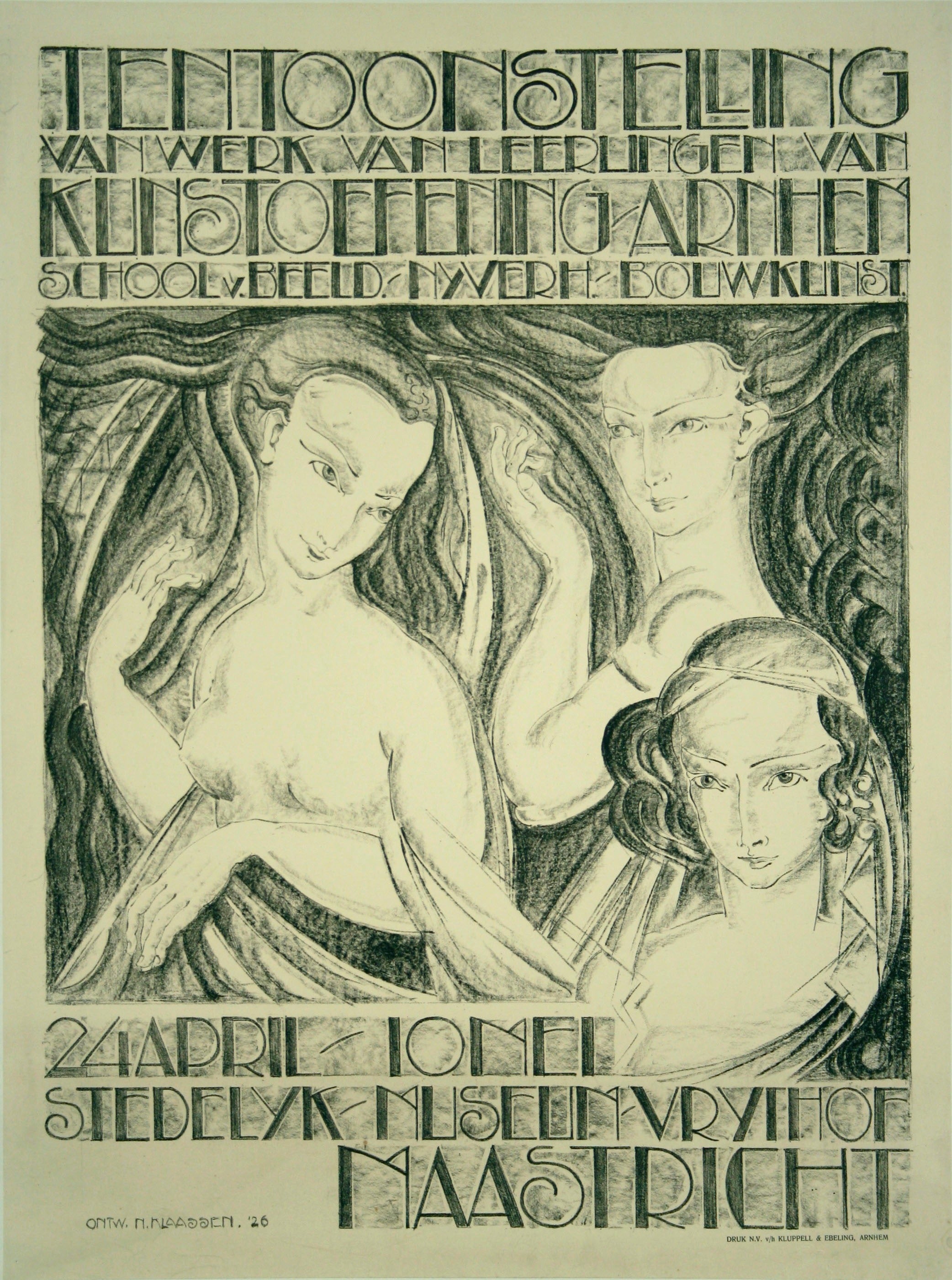 Dutch Art Deco Period Art Exhibition Poster by Klaassen, 1926 For Sale