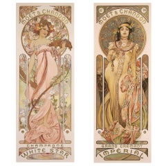Pair of Original French Art Nouveau Period Posters by Alphonse Mucha