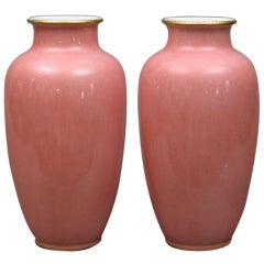 Pair of 19th Century Sevres "Coronation Pink" Glazed Ceramic Vases 10