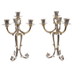Pair of Sterling Silver Candlesticks from Mexico, Early 20th Century