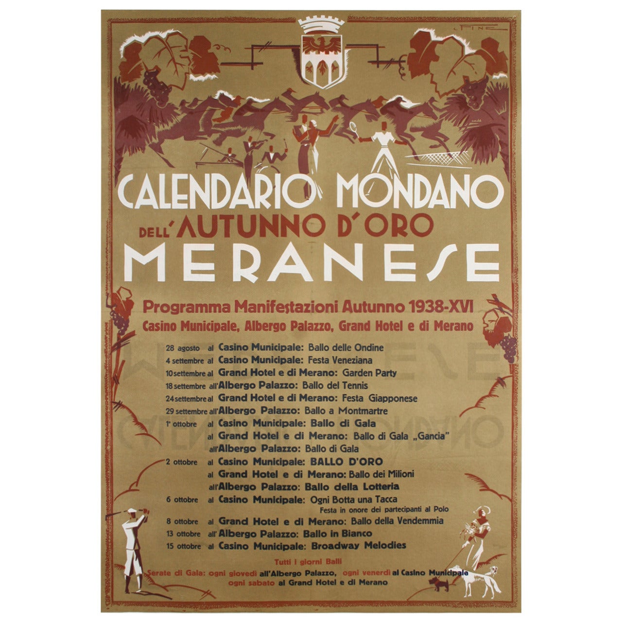 Italian Futurist Period Event Poster by Fine, 1938 For Sale