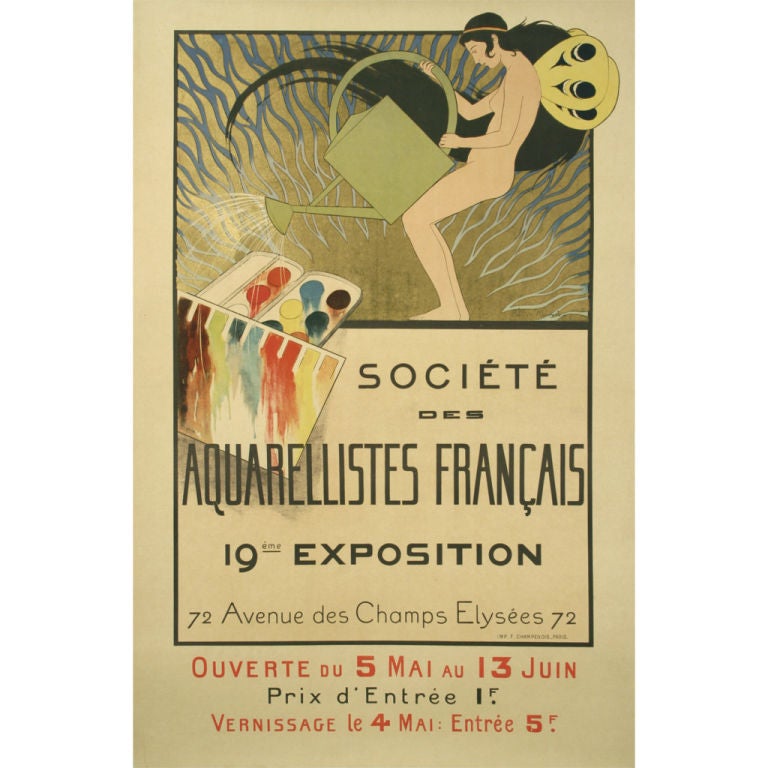 French Art Nouveau Period Art Exhibition Poster by de Monvel, 1897