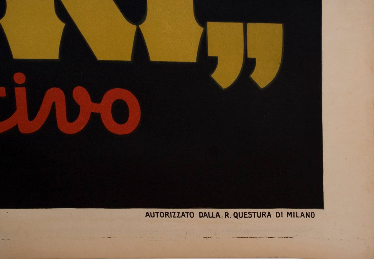 Early 20th Century Italian Futurist Period Liquor Poster by Marcello Nizzoli, 1926, Large Format