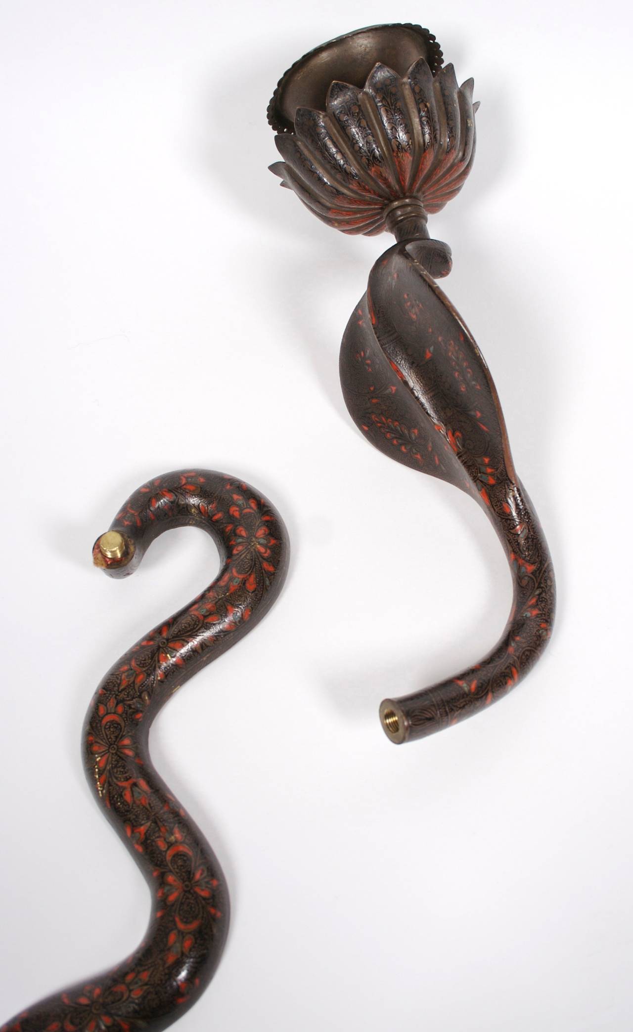 Pair of French Egyptian Revival Bronze Cobra Wall Sconces 3