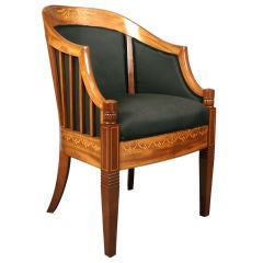Pair of Swedish Mahogany Lounge Chairs, c 1900